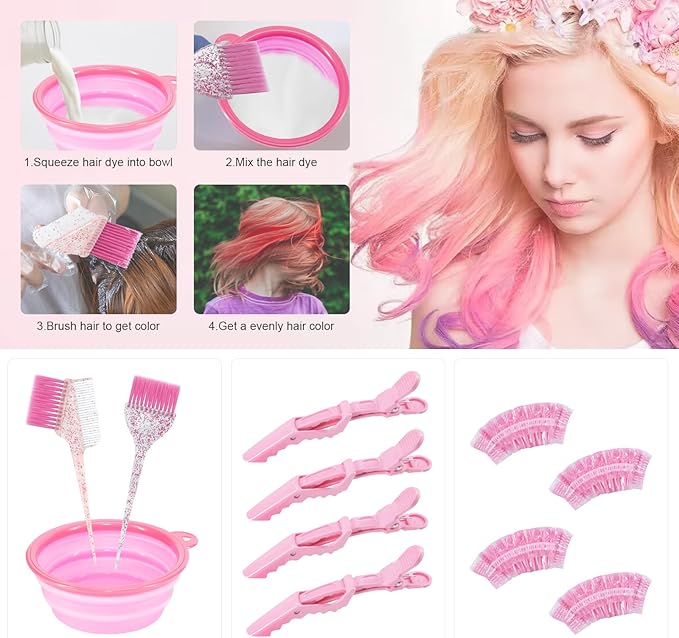 Asqraqo 11pcs Hair Coloring Kit - Professional Salon Tools for DIY Mixing, Includes Clips, Bowl, Dye Brush, Earmuffs - Perfect for Bleaching and Dye