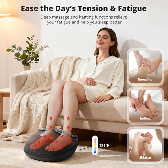 Medcursor Foot Massager Machine with Heat, Feet Massage Delivers Relief for Tired Muscles & Plantar, Deep Kneading Therapy, Multi-Level Settings for Home, Office Use, Size up to 13"