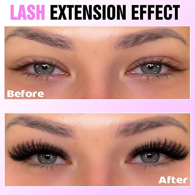 Pawotence Lash Clusters 280pcs Individual Lashes Cluster Eyelash Extensions 50D 9-16mm Mix Eyelash Clusters Lash Extension for Self Application at Home (50D, 0.07D, 9-16mm)