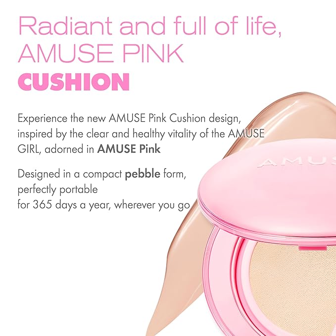 Amuse SEOUL DEW POWER VEGAN CUSHION FOUNDATION (02 HEALTHY) | Dewy, glow, long-lasting, double coverage, clean beauty, lightweight, natural look, foundation for sensitive skin, hydrating cushion