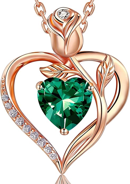 1.2CT Rose Heart Necklace Option of Moissanite or Lab-Grown Sapphire Ruby Emerald&More Necklace for Women Birthstone Girlfriend Necklace S925 Sterling Silver 18K White/Rose Gold Plated D Color VVS1 Gift for Wife Mother Daughter for Birthday Anniversary...