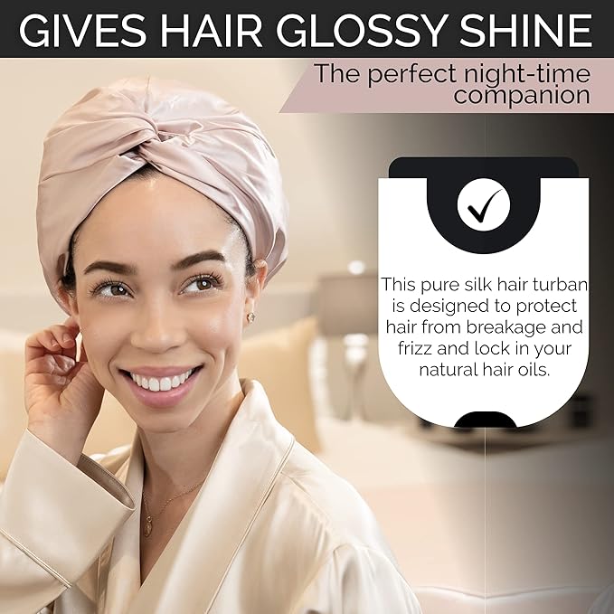 BLISSY Silk Bonnet For Sleeping For Long And Curly Hair - 100% Pure Mulberry Silk 22 Momme 6a High-grade Fibers