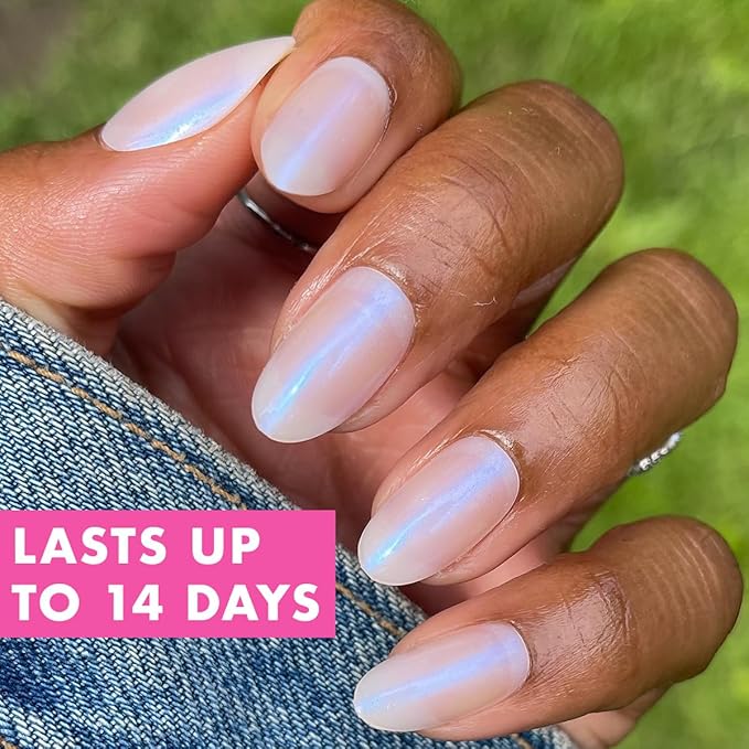 Olive & June Instant Mani Press-On Nails | (Glue) Medium, Oval 42 Fake Nails, 21 Sizes | Non-Toxic, Long-Lasting Recycled Materials Realistic Look | Salon-Quality at Home | Pink Goldfish