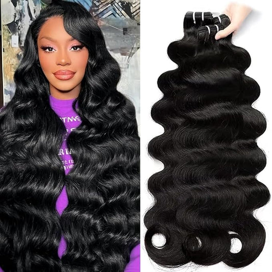 12A Human Hair Bundles 18 20 22 Inch 3 Bundles Human Hair Body Wave 100% Unprocessed Brazilian Virgin Hair Quick Weave Extensions Natural Black