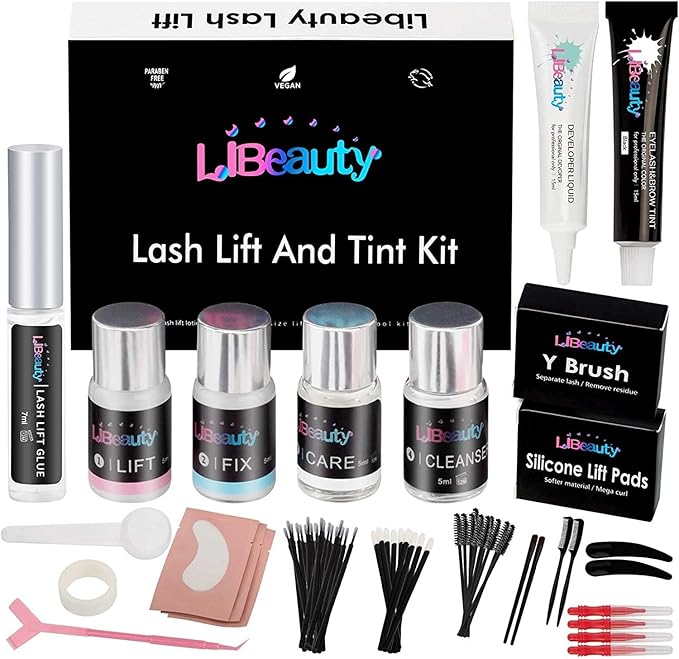 Libeauty Lash Lift and Color Kit Brow Lamination Kit with Color Diy Eyelash Perm Kit Curling Voluminous Coloring Eyebrow Easy To Use At Home & Salon