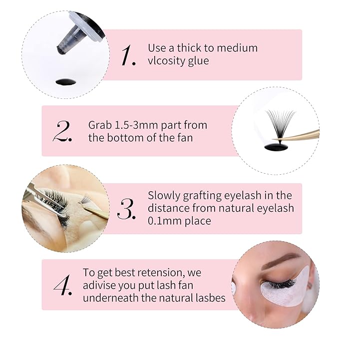 Lash Extension 1000pcs Mixed Premade Fans Eyelash Extensions D Curl Promades Eyelash Volume Lash Extensions Loose Fans Pre Made Volume Lashes Pointed Base (16D-0.05D, 15-20mm)