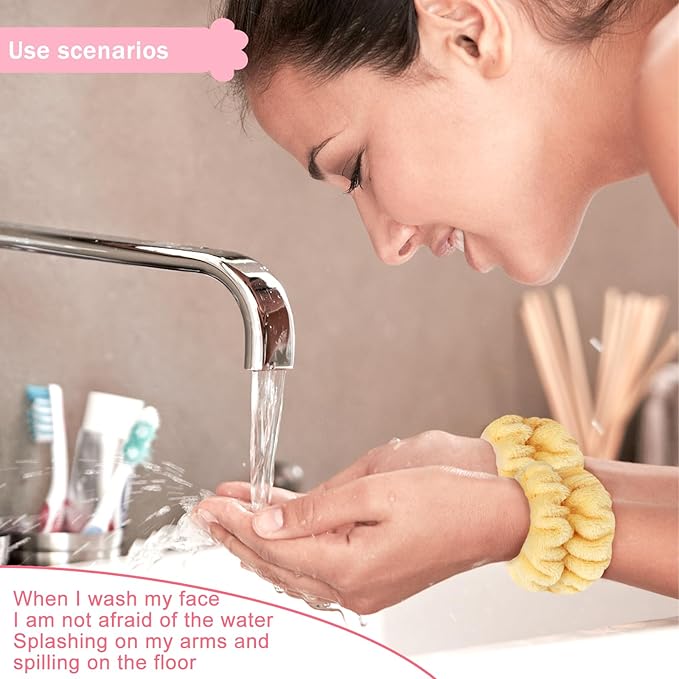 Taocar 8pcs Wrist Bands for Washing Face, Absorbent Face Washing Wristbands, Microfiber Women's Spa Wrist Towels, Stretchy Wash Band for Man Children, Prevent Water from Spilling Down Your Arms