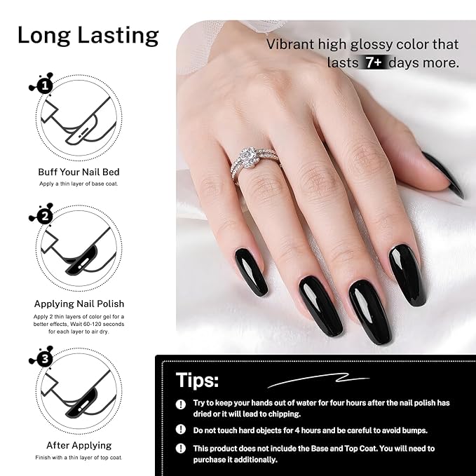 OpenLive 16.5ml Black Nail Polish Large Volume Quick Drying Nail Polish, Fast Drying and Long Lasting Color Nail Art DIY Home Manicure Gift for Women