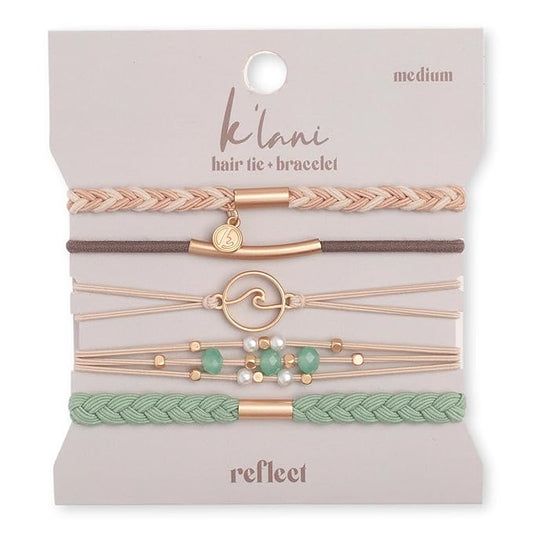 K'lani Reflect Bracelets for Women – Elastic Bracelets and Boho Hair Ties – Cute Hair Ties for Women and Hair Tie Accessories – Stylish Bracelets Boho Style for Hair and Wrist – Set of 5 (Large)