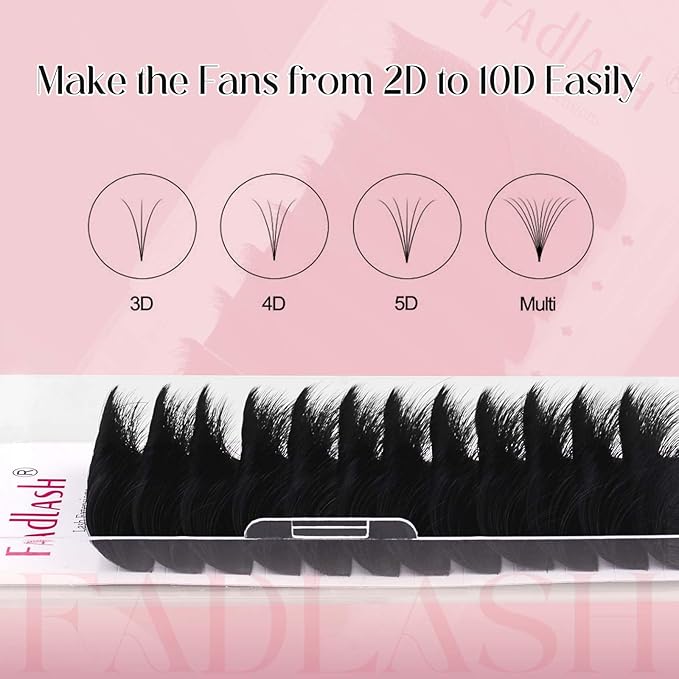 FADLASH Fluffy Easy Fan Lash Extension 3D Effect Rapid Volume Three Layers Easy Fan 2D~10D Eyelash Extensions Automatic Blooming Easy Fan Lashes D Curl (0.05D 9-13mm Mixed)