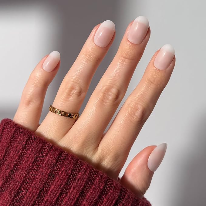 Glamnetic Press On Nails - Milk Bath | Short Round White Fake Nails, Salon Quality Milky Nails | 12 Sizes - 30 Nail Kit with Glue