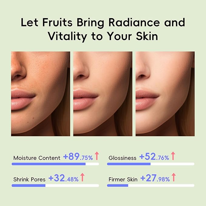 QUIYUM Fruit Skin Care for Teens, 5 Daily Routine Beauty Skin Care Sets - Exfoliation, Smooth, Clean, Oil Control, Firm, Hydrate, Glow Up, Facial Skincare Gift Set for Girls Women, for All Skin