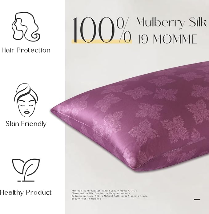 ZIMASILK 100% Pure Mulberry Silk Pillowcase for Hair and Skin Health, Soft and Smooth, Both Sides Premium Grade 6A Silk, 600 Thread Count, with Hidden Zipper, 1pc (Standard 20"x26", Dark Mauve)