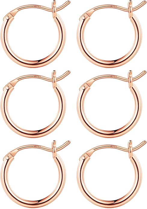M MOOHAM 14K-Gold-Plated Hoop Earrings for Women - Hypoallergenic 14K Gold 925 Sterling silver-plated Post Sensitive Ears Nickel Free Hoops Earrings Set for Women Jewelry Lightweight 13-60mm