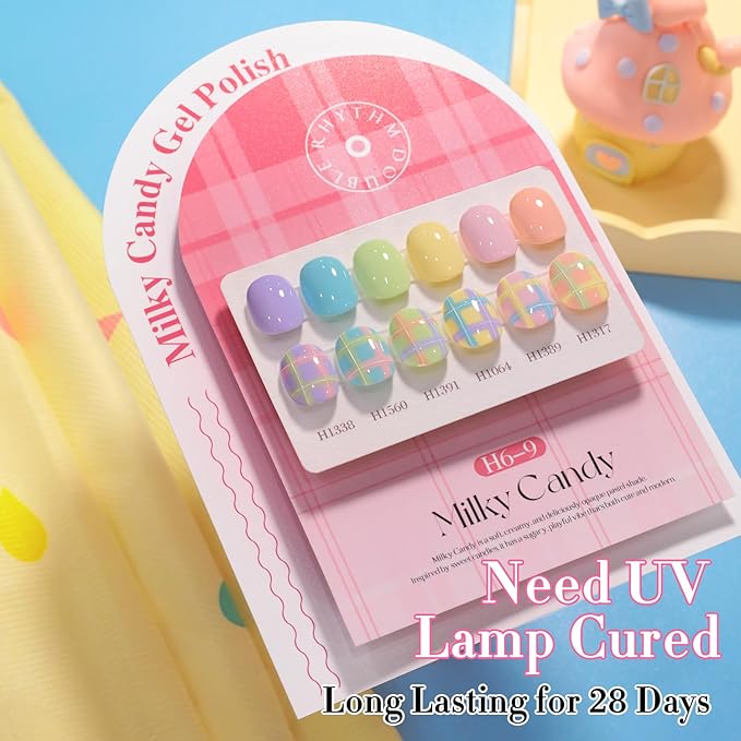Double Rhythm 6 Pcs Hema Free Gel Polish Set 0.50 OZ Same Color Same Bottle Soak Off Neutral Natural Milky Gel Polish Kit Nail Art Manicure Salon DIY at Home (Pastel Yellow Orange-H6-9)