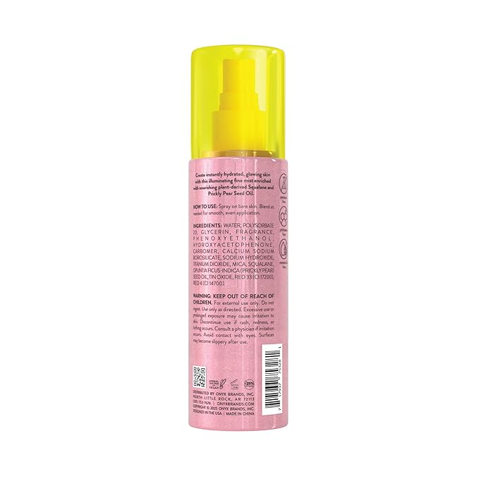 Onyx Professional Hydrating Shimmer Mist with Squalane & Prickly Pear Seed Oil, Watermelon Spice, 6.5 fl oz, 2pk - Shimmer Hair and Body Mist Creates a Radiant Glow with Lightweight Moisture