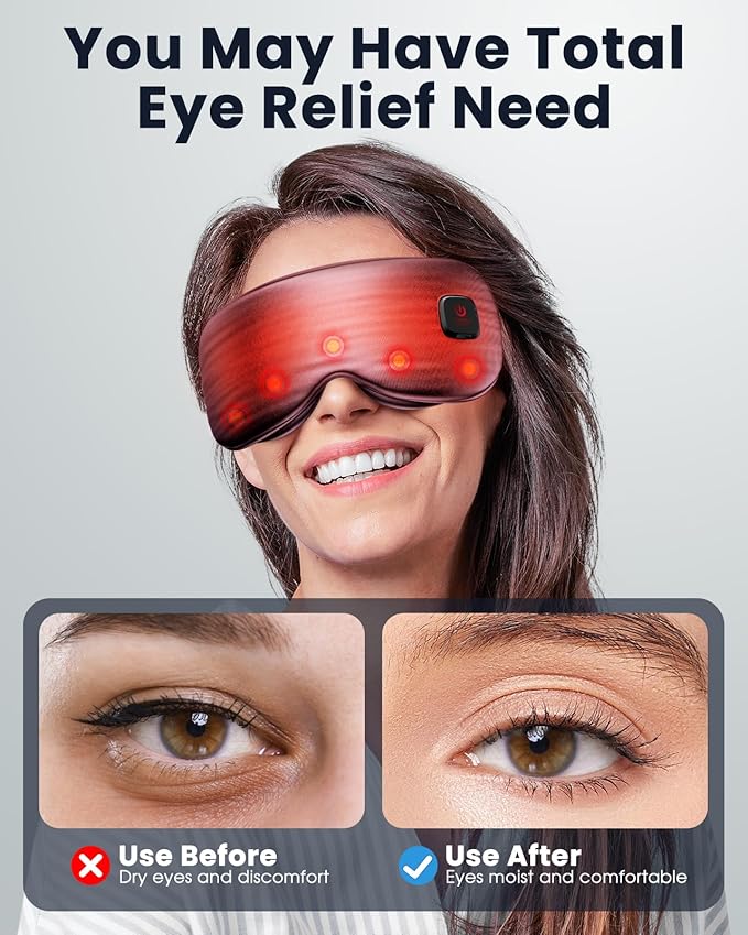 Azang Heated Eye Mask - Cordless Eye Mask for Dry Eyes, Eye Relief, Improved Sleep, Washable Eye Heating pad for Travel and with Replaceable Shell (Purple)