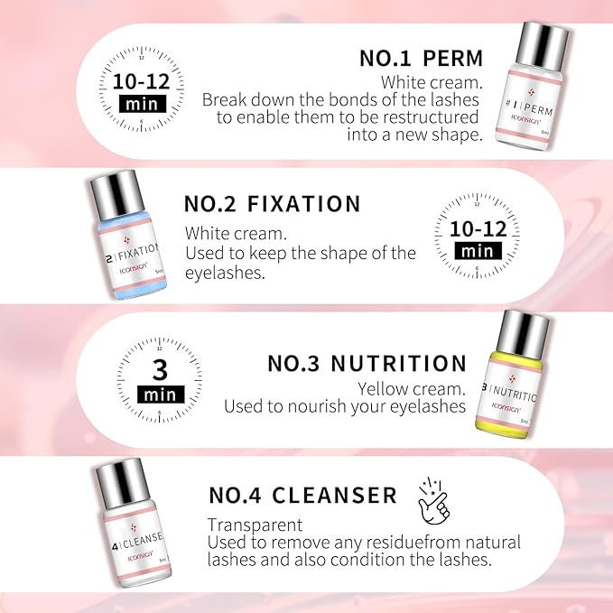 Lash Lift Kit, Gentle Formula Eyelash Perm Set with Enhanced Glue Balm, Suitable for Various Lash Types and Lengths, Semi Permanent Curled Eyelashes Lasting for 6-8 Weeks