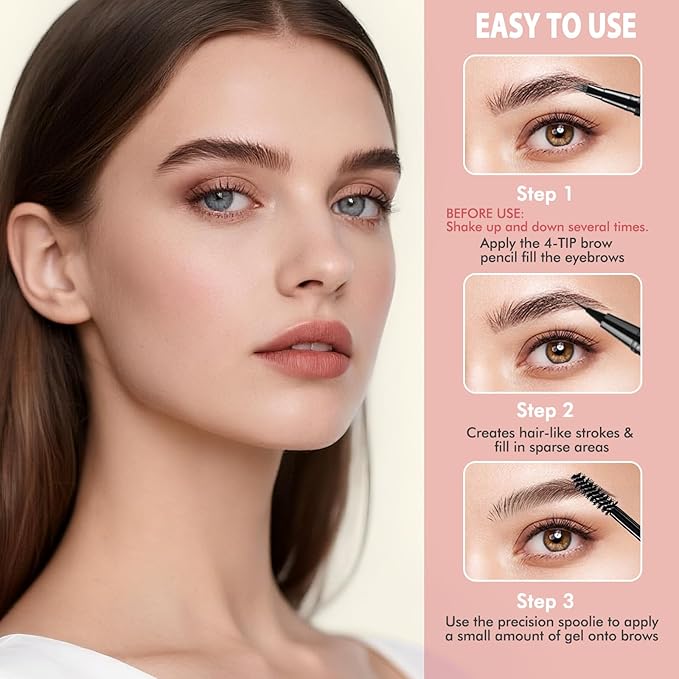 Eyebrow Pencil Kit, with Microblading Eyebrow Pen, Eyebrow Gel, Eyeliner, Eyebrow Brush, Eyebrow Pencils for Women, Waterproof, Smudge Proof, Long Lasting Makeup Formula - Dark Blonde