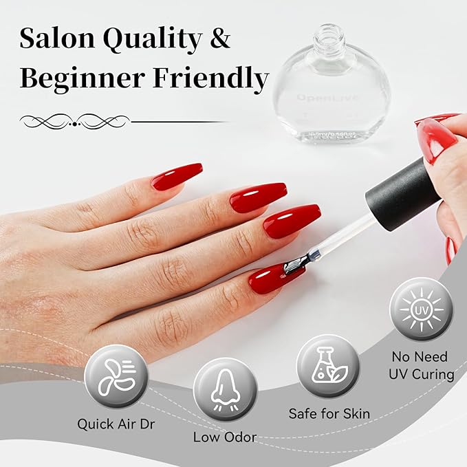 OpenLive 16.5ml Top Coat Clear Nail Polish, Quick Dry High Gloss Shine Large Volume Top Coat, Long Wear and Scratch Resistant for Women Salon DIY Nail Art