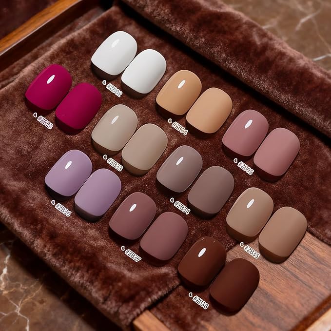OpenLive 12 PCS Nail Polish Set 10 Color With 2PCS Base and Top Coat Quick Drying Fall Nude Brown White Red Color Holiday Gift for Her