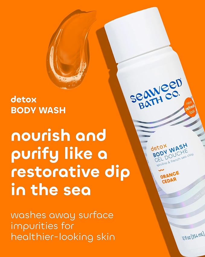 Title: Seaweed Bath Co. Detox Body Wash - Orange Cedar - Hydrating Foaming Cleanser with Refreshing Natural Ingredients - Vegan, Paraben and Sulfate Free Shower Gel for Women and Men - 12 oz