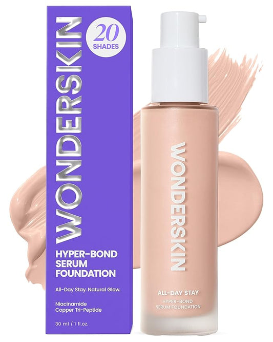 Wonderskin Hyper Bond All-Day Stay Serum Foundation – Waterproof, Transfer-Proof, 24HR Longwear Face Makeup with Niacinamide & Hyaluronic Acid – Lightweight, Natural Finish (Haze)