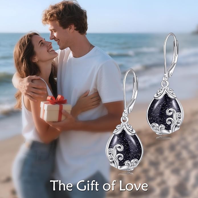 POPLYKE Celtic Filigree Teardrop Drop Dangle Earrings Sterling Silver Leverback Earrings Jewelry for Women