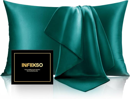 INFIIXSO Mulberry Silk Pillow Case King Size, Silk Pillowcase with Hidden Zipper 20"x36", Extraordinary Smooth and Soft Pillow Cases for Hair and Skin(Teal, 1 Pack)
