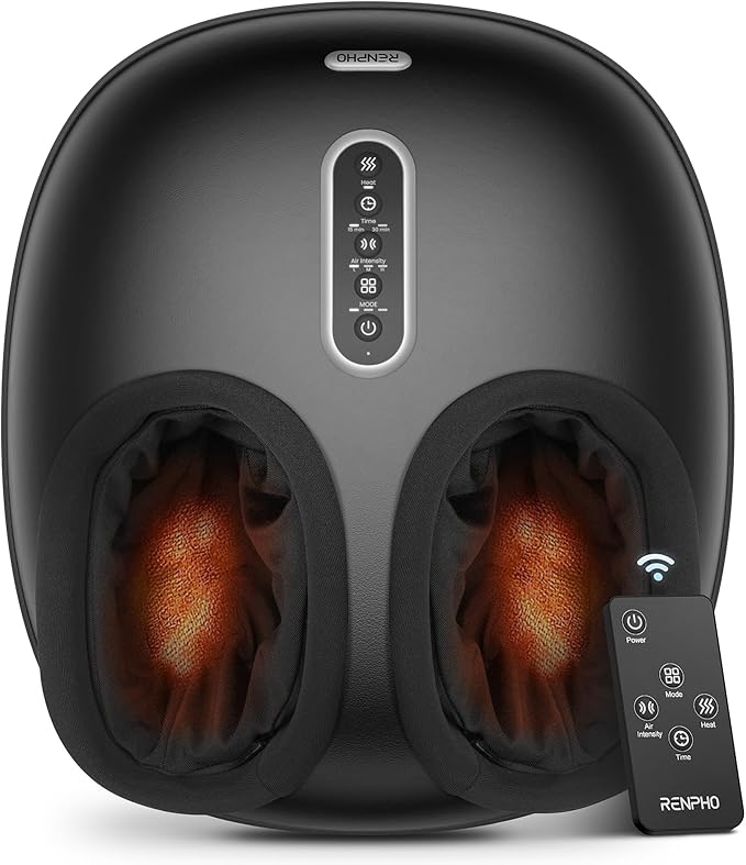 RENPHO Foot Massager with Heat, [2026 Upgraded] Birthday Gifts for Women Men Elderly, FSA Eligible Shiatsu Foot Massager for Plantar Fasciitis, Deep-Kneading, Air Squeezing Feet Massager, Size 12 DG