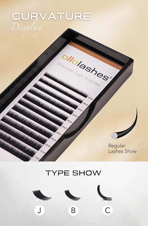 OLLOLASHES Bottom Lash Extension B C J Curl Mix4-10mm 0.03 0.05 0.07 0.10 0.15 thickness Black Color Super Matte Bottom Lash Extensions, Professional Supplies for Lash Techs (Bottom-B-0.05, 5-10mm)