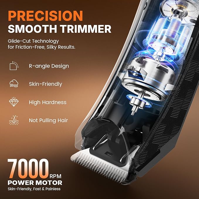 PRITECH Body Hair Trimmer for Men - Rechargeable Trimmer for Mens with Ceramic Blade, Wet & Dry Mens Ball Trimmer with Standing Recharge Dock, Cordless Groin Hair Trimmer for Men