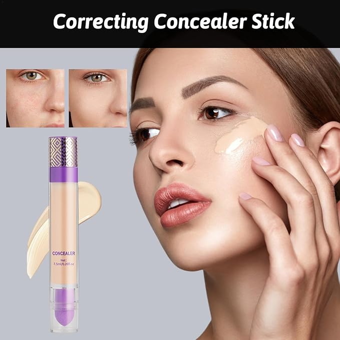 Concealer Makeup - Concealer Stick, Full Coverage with Creamy Finish Concealer Stick | Moisturizing Concealer Stick, Brighter Buildable Color Complexion Makeup Corrector for Men Women Adults