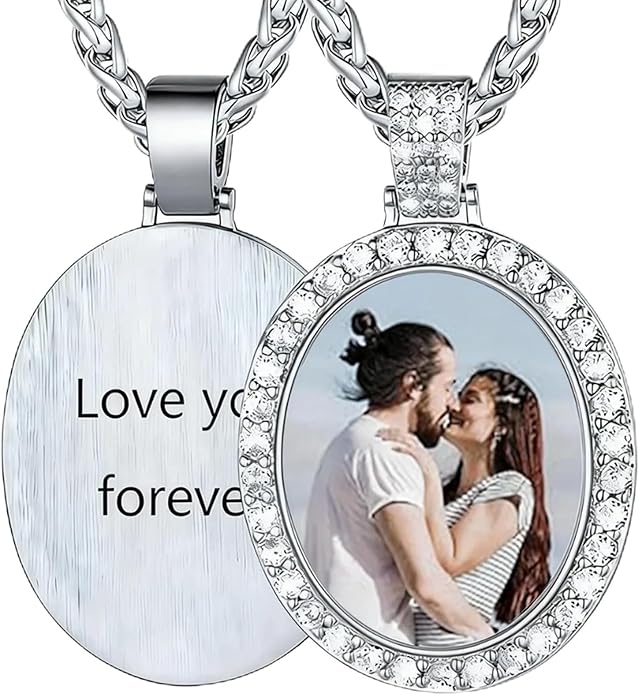 CLYLIFE Picture Necklace Personalized Photo,Custom Disc/Heart Pendant for Men Women Dad Mom Customized Necklace with Chain Photos Memorial Gifts for Mother's Day, Birthday, Anniversary