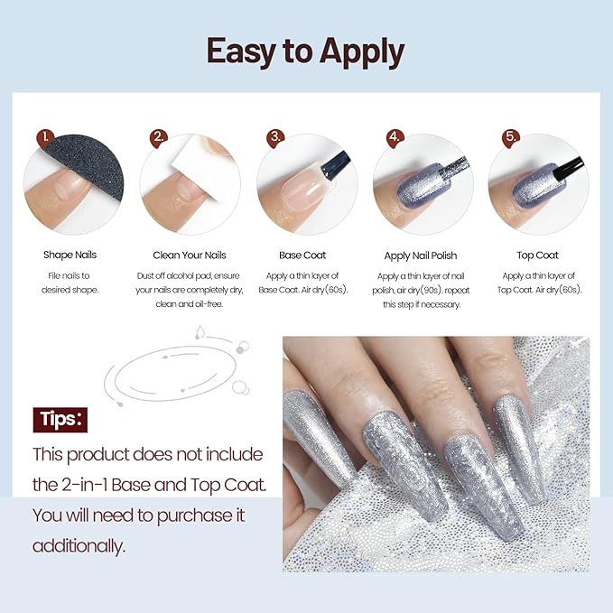 OpenLive 10ml Glitter Nail Polish Set 6 Colors Glitter Effect All Seasons Neutral Color Quick Dry Nail Polish Set for Women Salon DIY Nail Art