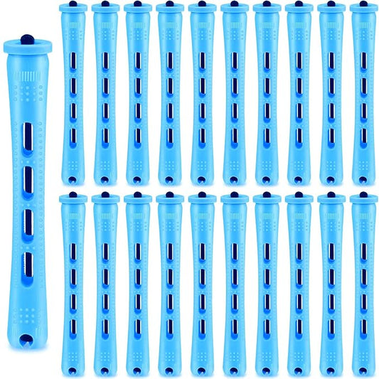 WILLBOND 60 Pcs Perm Rods for Long Hair Plastic Curl Rods Cold Wave Irons Curling Roller for Hair Styling Hairdressing Tools(0.35 Inch,Blue)