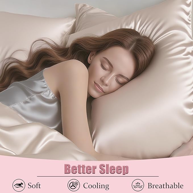 Mulberry Silk King Size Pillow Cases Set of 2, Ultra Smooth Soft Breathable Cooling Pillow Cases for Hot Sleepers, Silk Satin Pillowcases 2 Pack with Zipper for Hair and Skin, Gifts for Women