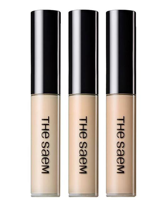 THESAEM Cover Perfection Tip Concealer 3-Pack Set - 1, 1.5, 2 Bundle - High Coverage Long Lasting Concealer Kit - Korean Makeup for Dark Circles, Blemishes & Multi-Tone Matching, 0.2 fl.oz. each