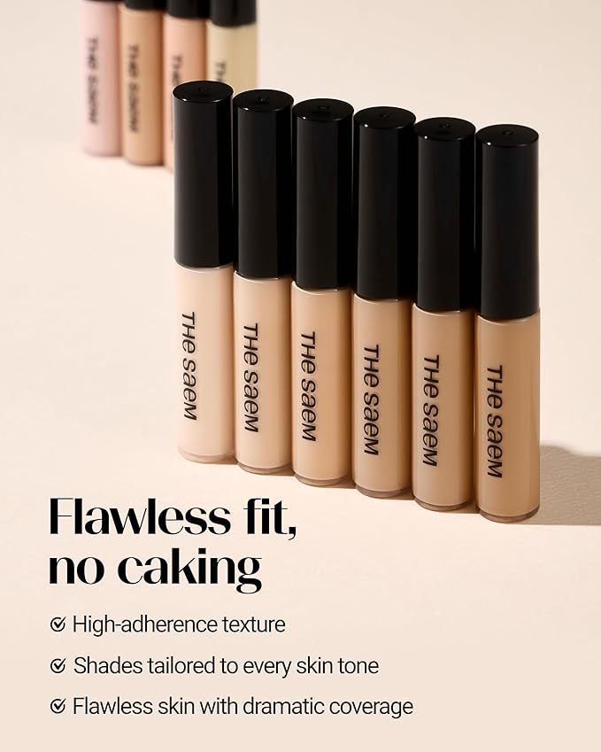 THESAEM Cover Perfection Tip Concealer 3-Pack Set - 1, 1.5, 2 Bundle - High Coverage Long Lasting Concealer Kit - Korean Makeup for Dark Circles, Blemishes & Multi-Tone Matching, 0.2 fl.oz. each