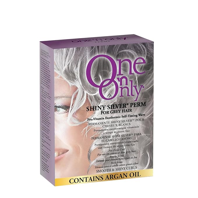 One 'n Only Shiny Silver Perm Kit - Self Heating Home Perms for Women with Argan Oil - Hair Treatment for Soft, Manageable Curls with Gray Hair (1 Box)