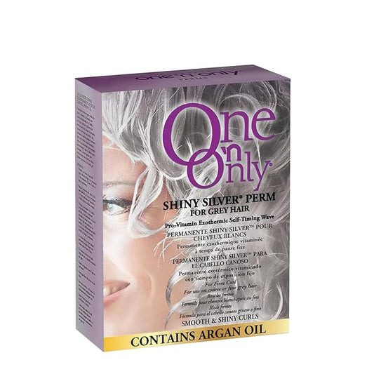 One 'n Only Shiny Silver Perm Kit - Self Heating Home Perms for Women with Argan Oil - Hair Treatment for Soft, Manageable Curls with Gray Hair (1 Box)