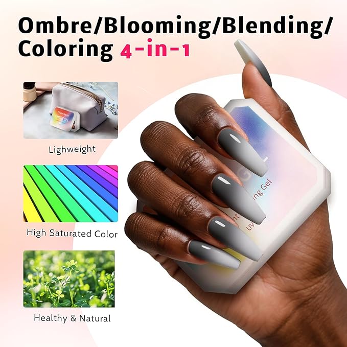 Karroy Christmas Gel Polish, 9 Colors Ombre Patting Gel Nail Polish Palette 100 Sponges 6 Brushes 1Grabber, Blending Color Gradient Painting Nails Art, No Wipe, UV/LED Cured (Set 07)