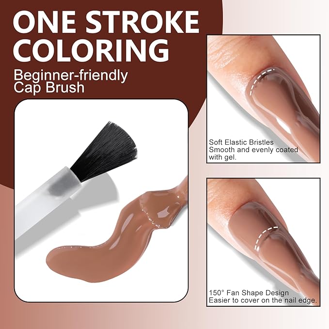 NXJ INFILILA Brown Gel Nail Polish, 15ml 0.51oz Chocolate Brown Gel Polish One-Stroke Coloring, Hema Free Dark Color High Gloss Soak Off UV Nail Manicure DIY for Women Girls SQ103