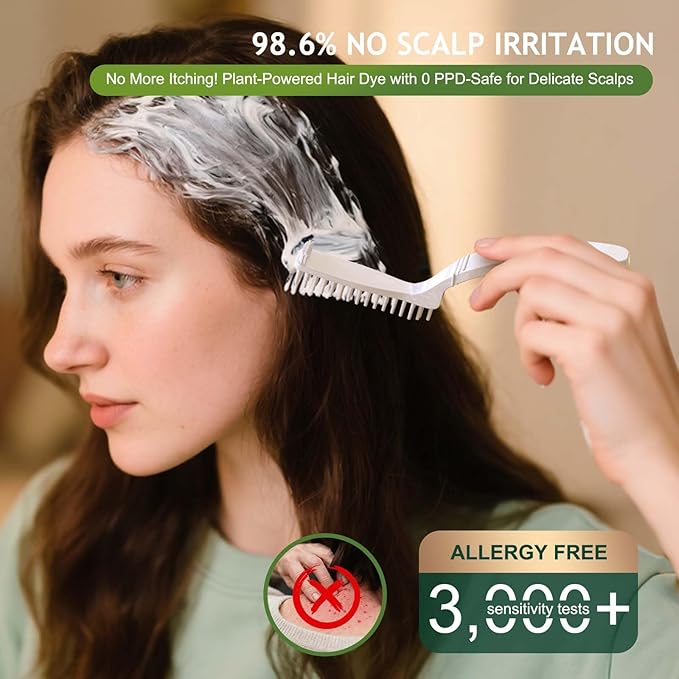 BioHueZ Permanent Hair Dye Gray Coverage Hair Dye PPD-Free Hair Color Kit 4A Cream Latte Brown