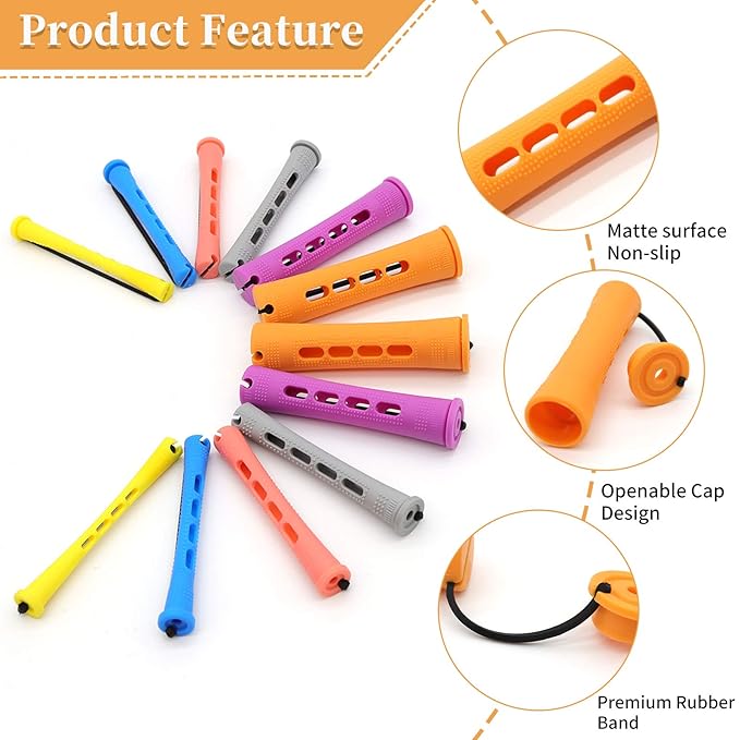 120Pcs Hair Perm Rods Set, 6 Sizes Plastic Hair Cold Wave Rods, Heatless Perming Rods Hair Curlers Rollers with Pintail Comb for Long Short Straight Curly Natural Hair DIY Hairdressing Styling Tools