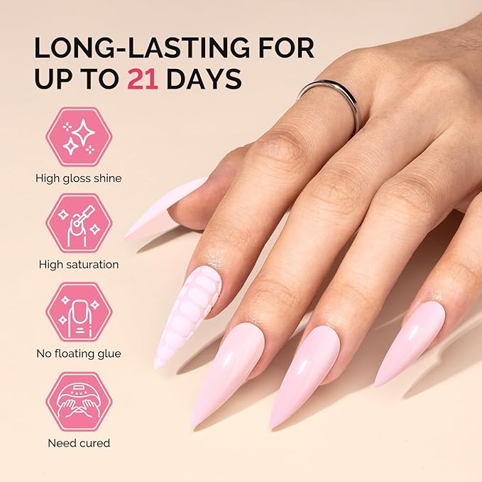 MelodySusie Fleurwee Plant Based Gel Nail Polish, Nail Polish Hema Free 21 Non Toxic Long Lasting No Chip Finger Toe Nail Art Manicure Salon DIY at Home Gifts for Women Bud Pinkish-White P53