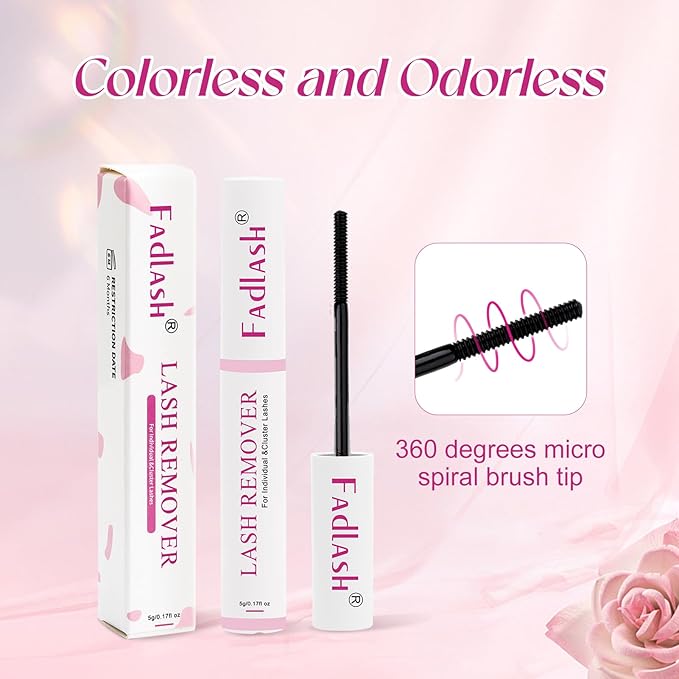 FADLASH Lash Glue Remover for Lash Extensions Eyelash Remover for Cluster Lashes Easy Removal Eyelash Extension Remover (5ml, Clear)