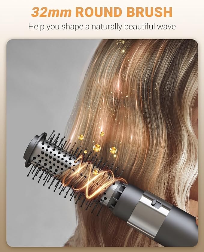 IBAYS Hair Dryer Brush 6 in 1 Hair Styler, 110,000 RPM High-Speed Negative Ionic Hair Dryer, Auto Curl Frizz-Free Blow Dryer Brush for Curling Volumizing Straightening Styling
