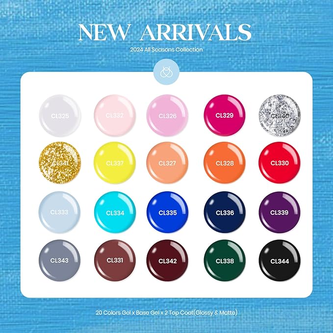 Beetles Winter Gel Nail Polish Set - 20 Pcs Neon Nail Gel Polish Set Soak Off Uv LED Gold Sliver Glitter Nail Polish Kit Blue Pink Black White Uv for Nail Art Salon Valentines Gift for Women