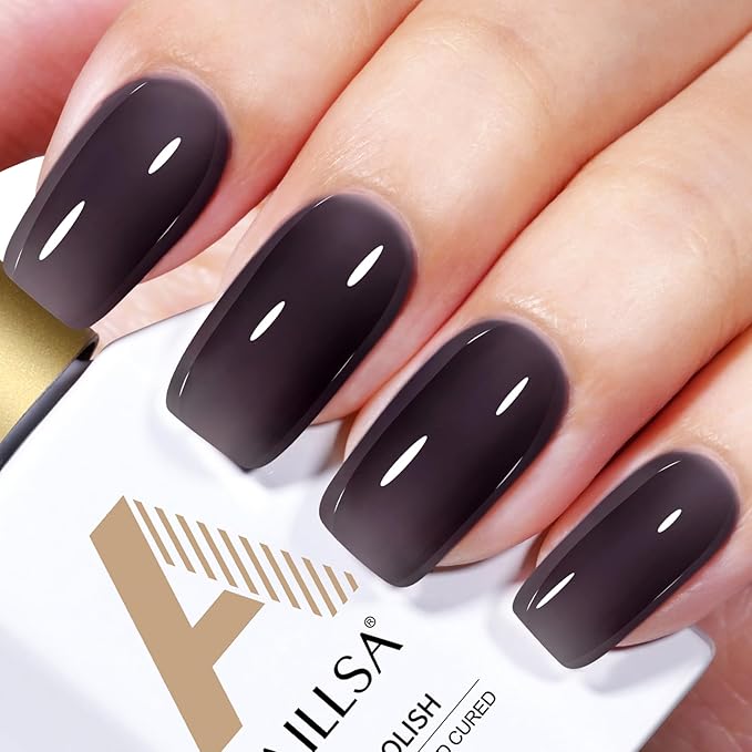 AILLSA Jelly Gel Nail Polish - Sheer Black Gel Polish Translucent Nails Gels Soak Off U V Gel Polishs Neutral Gel Polish for Nail Art Manicure DIY at Home 0.51 Fl Oz /GB48